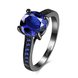 Wholesale Trendy New Brand Female Rings With Big round blue Crystal Zircon Jewelry Vintage 14KT Black Gold Wedding party Rings For Women  TGCZR152