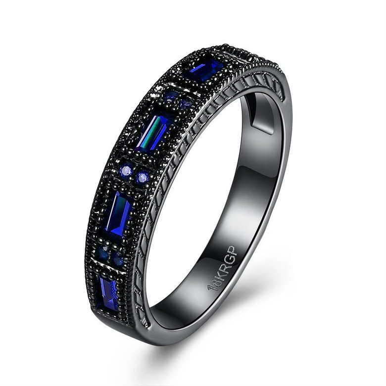 Wholesale Special-interest Black Women Wedding Ring blue Crystal Zircon Delicate Gift Top Quality Female Classic Jewelry TGCZR170