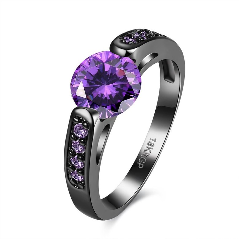 Wholesale Vintage Black Gold Filled purple Zircon Rings for Women Wedding Fashion Jewelry Engagement Ring TGCZR107