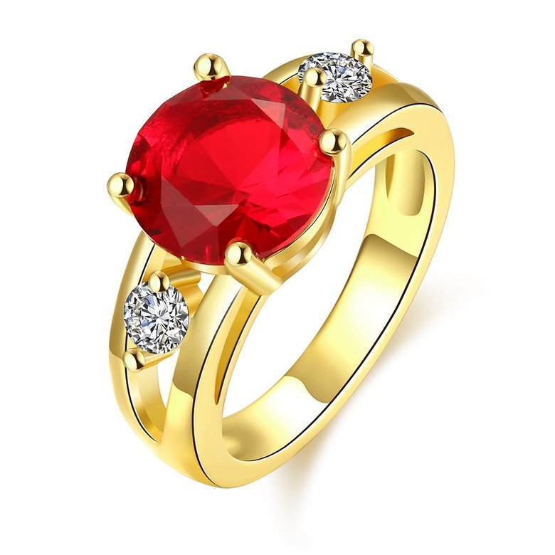 Wholesale Fashion gold ring Charm red Round cz zircon Jewelry Luxury Gold jewelry wholesale 18K Finger Rings For women wedding jewelry TGCZR431