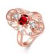 Wholesale Vintage Big Hollow Flower Rings rose Gold red Color oval Zircon Rings For Women wedding party Jewelry TGCZR436