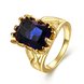 Wholesale wedding rings Classic 24K Gold Plated big blue Cubic Zirconia Luxury Ladies Party engagement jewelry Mother's Gift TGCZR059