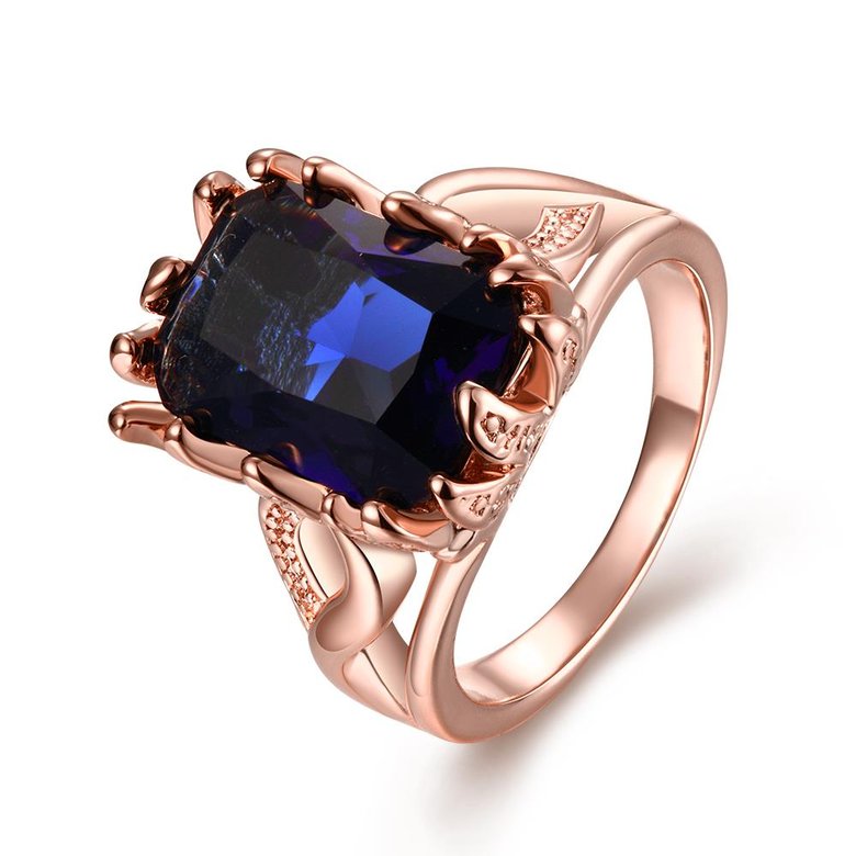 Wholesale wedding rings Classic rose gold big blue Cubic Zirconia Luxury Ladies Party engagement jewelry Mother's Gift TGCZR062