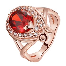 Wholesale Classic Hot selling Red Ruby round Gemstone Wedding Ring For Women Bridal Fine Jewelry Engagement Rose Gold Ring TGCZR247