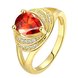 Wholesale Classic Hot selling Red Ruby water drop Gemstone Wedding Ring For Women Bridal Fine Jewelry Engagement 24k Gold Ring TGCZR255