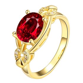 Wholesale Romantic 24k gold Court style Ruby Luxurious Classic Engagement Ring wedding party Ring For Women TGCZR278