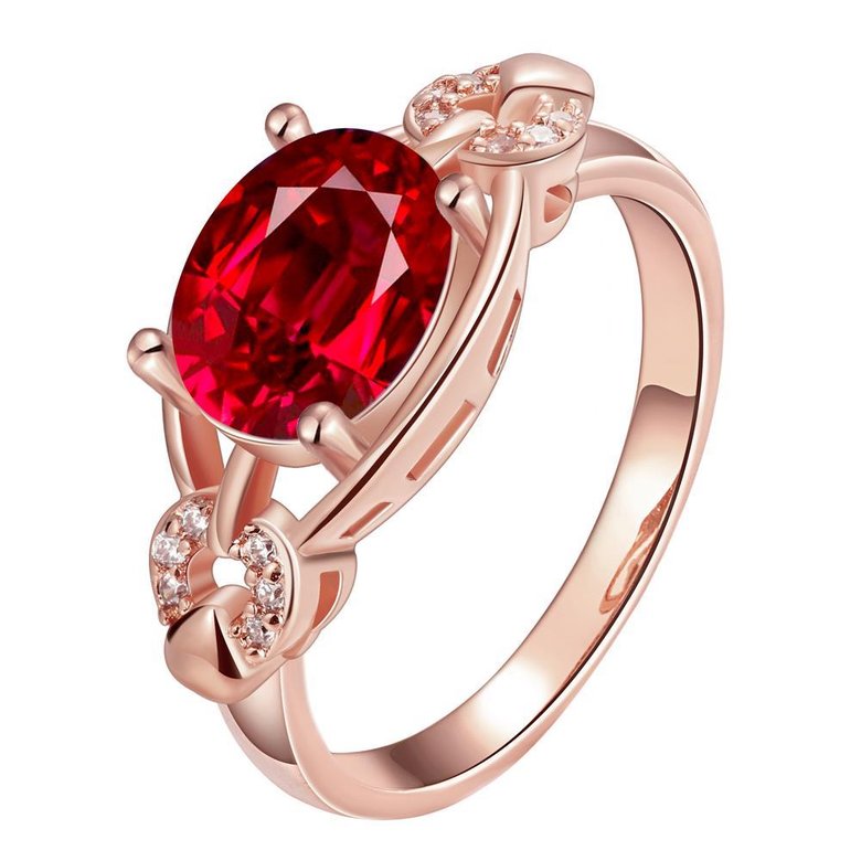 Wholesale Romantic rose gold Court style Ruby Luxurious Classic Engagement Ring wedding party Ring For Women TGCZR282