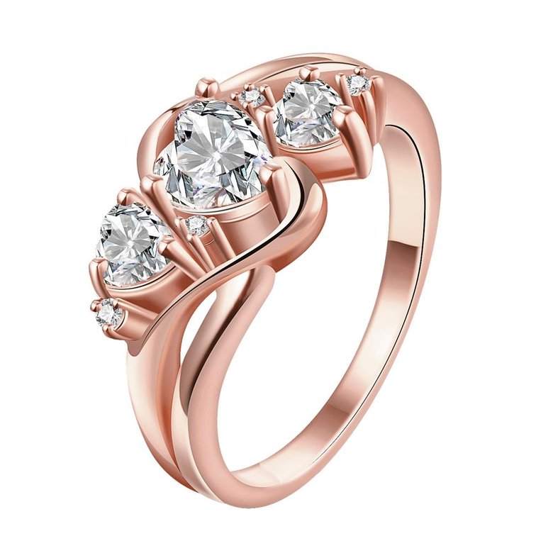 Wholesale Classic Rose Gold Heart White shape CZ Ring for women Engagement Wedding Band Rings for women Bridal Jewelry TGCZR303