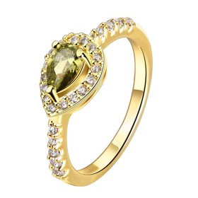 Wholesale Classic 24k Gold Water Drop Green CZ Ring for women Multi-Color Jewelry Rings Wedding Valentine's Day Gift TGCZR312