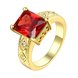 Wholesale European Fashion rings from China for Woman Party Wedding Gift Red square AAA Zircon 24K Gold Ring TGCZR443