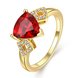Wholesale Classic 24K Gold Geometric Red triangle Ring 5A CZ Zirconia Wedding Jewelry  Engagement for Women Gift TGCZR466