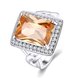 Wholesale Classic Platinum Square Large champagne Gem Rings Bohemian Style Wedding Ring for Women Party Engagement Jewelry  TGCZR041