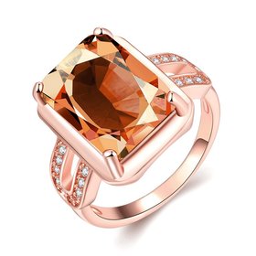 Wholesale fashion rose gold rings Square Large champagne Gem Bohemian Style Wedding Ring for Women Party Engagement Jewelry TGCZR057