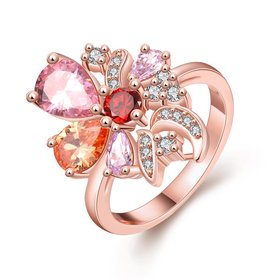 Wholesale Unique Design Top Sale Rose Gold Color Colorful AAA Zircon Wedding bijoux Flower Rings Jewelry For Women Gift Party TGCZR131