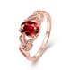 Wholesale 18K Rose Gold Red Ruby Ring For Women Rings Flower Zircon Diamond Engagement Gemstone Fine Jewelry TGCZR180