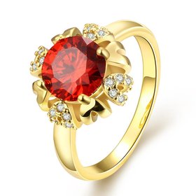 Wholesale ring series Classic 24K Gold Plated red Cubic Zirconia Luxury Ladies Party wedding jewelry Best Mother's Gift TGCZR013