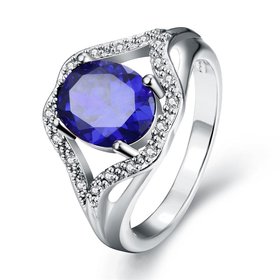 Wholesale Fashion Classic platinum round big blue CZ Stone Exaggeration Party Rings wedding Jewelry TGCZR271