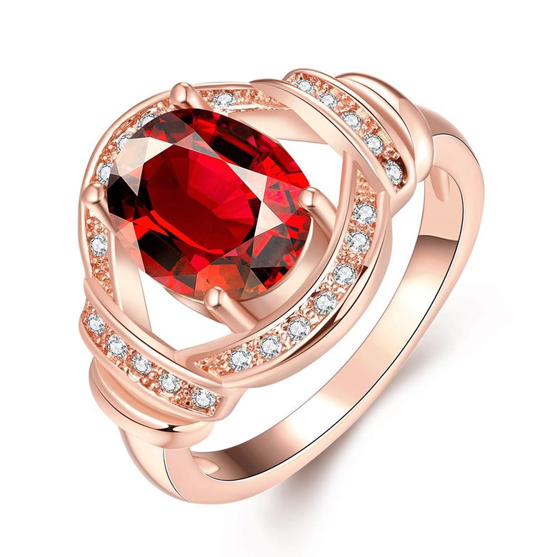 Wholesale Romantic rose gold Court style Ruby Luxurious Classic Engagement Ring wedding party Ring For Women TGCZR279