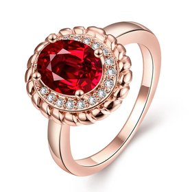 Wholesale Romantic rose gold Court style Ruby Luxurious Classic Engagement Ring wedding party Ring For Women TGCZR301
