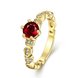 Wholesale Fashion jewelry from China Trendy round red AAA+ Cubic zircon Ring  For Women Romantic Style 24 k Gold color Hot jewelry TGCZR325