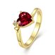 Wholesale Hot selling red zircon Stone Love Heart Engagement rings 24K gold Rings For Women Wedding Jewelry Bridal Accessories TGCZR341