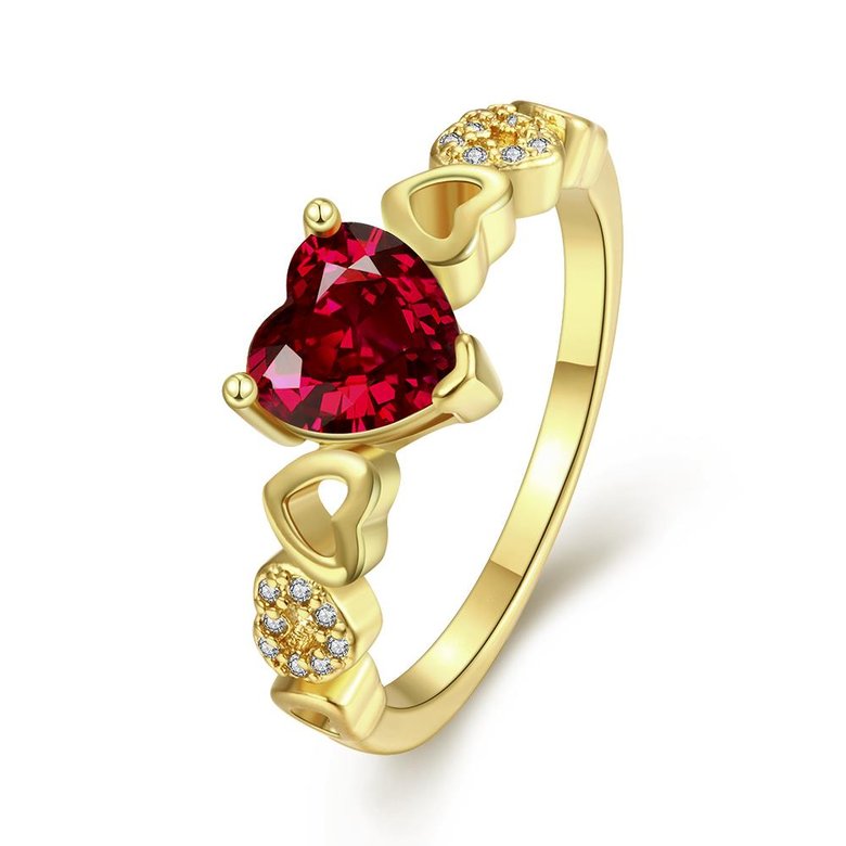 Wholesale jewelry from China Trendy 24K gold Ring heart shape red Zircon for Women Fine Jewelry Wedding Party Gifts TGCZR380