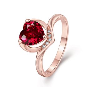 Wholesale European and American Ring Plated Rose Gold Love heart Red Crystal Proposal Rings for Women Jewelry Engagement jewelry TGCZR391