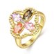 Wholesale New Luxury Flower Design multicolor Crystal Rings For Women Creative 24K Gold Color Ring Wedding Anniversary Jewelry TGCZR479