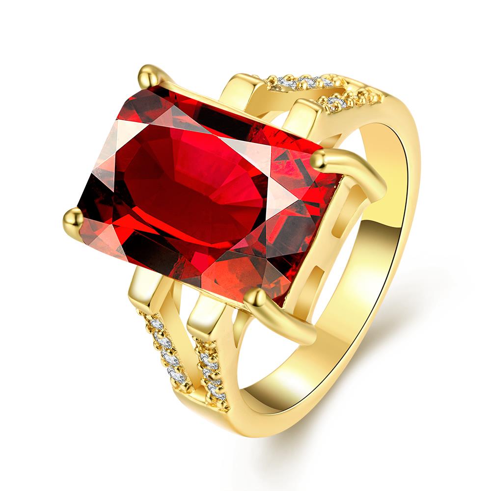 Wholesale ring series Classic 24K Gold plated red CZ Ring Luxury Ladies Party jewelry Best Mother's Gift TGCZR003