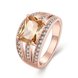 Wholesale Bohemia Rose Gold Geometric hollow champagne CZ Ring  Engagement Wedding Rings Large Fashion jewelry TGCZR072