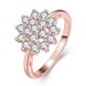 Wholesale Romantic Rose Gold Plated White CZ Ring Luxury Crystal Flower Rings For Women Wedding Engagement jewelry TGCZR138
