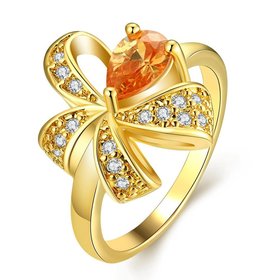 Wholesale Korean Fashion gold plated Crystal zircon Ring Gold Color Flower Shape Elegant Vintage Rings For Women wedding party Jewelry TGCZR145