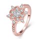 Wholesale Romantic Rose Gold Plated White CZ Ring Luxury Crystal Flower Rings For Women Wedding Engagement jewelry TGCZR149