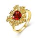 Wholesale Fashion Classic 24K Gold Heart shape Ring Big Red CZ Stone Exaggeration Party Rings Jewelry TGCZR151
