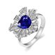 Wholesale Fashion Classic platinum Heart shape Ring Big blue CZ Stone Exaggeration Party Rings wedding Jewelry TGCZR155