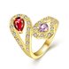 Wholesale Fashion Classic 24K Gold Heart shape Ring Big Red purple CZ Stone Exaggeration Party Rings Jewelry TGCZR167