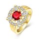 Wholesale Romantic 24K Gold Court style Ruby Luxurious red Classic Engagement Ring wedding party Ring For Women TGCZR187