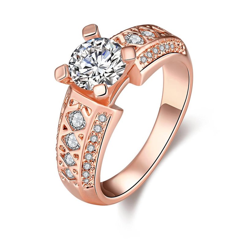 Wholesale Romantic Bridal wedding Ring Set white zircon Fashion 18K Rose Gold Band Jewelry Promise Love  Engagement Rings For Women TGCZR234