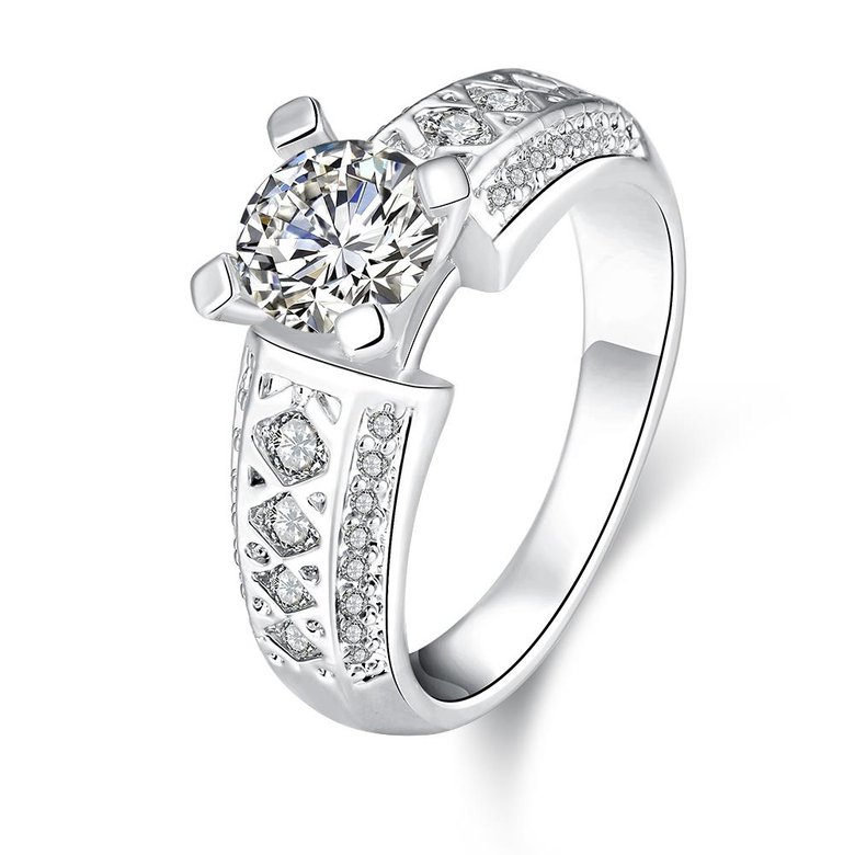 Wholesale Romantic Bridal wedding Ring Set white zircon Fashion platinum Band Jewelry Promise Love  Engagement Rings For Women TGCZR237