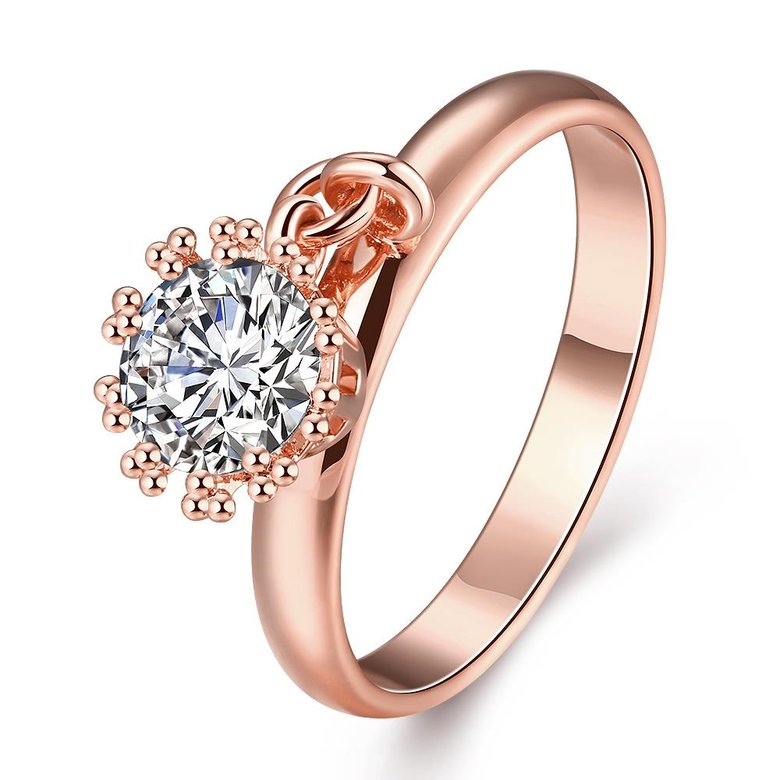 Wholesale Fashion Rose Gold Ring For Women Flower white Zircon Diamond Engagement Gemstone Fine Jewelry TGCZR245