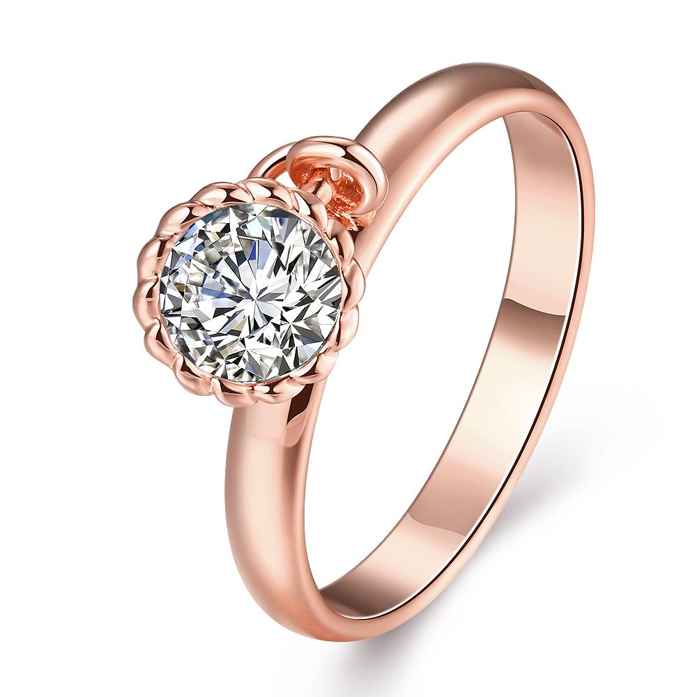 Wholesale Fashion jewelry from China Trendy white flower AAA+ Cubic zircon Ring  For Women Romantic Style rose Gold color Hot jewelry TGCZR253