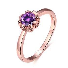 Wholesale Fashion Romantic Rose Gold Plated  purple CZ Ring nobility Luxury Ladies Party engagement jewelry Best Mother's Gift TGCZR292