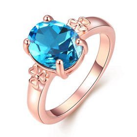Wholesale Classic rose gold Ring Oval blue Zircon Women Ring Gorgeous Wedding Anniversary Birthday Gift for Wife/Mother/Grandmother TGCZR464