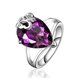Wholesale Classic Platinum rings Luxury Wedding Anniversary Ring with Pear Shape Huge purple CZ Setting Fashion Engagement jewelry  TGCZR104