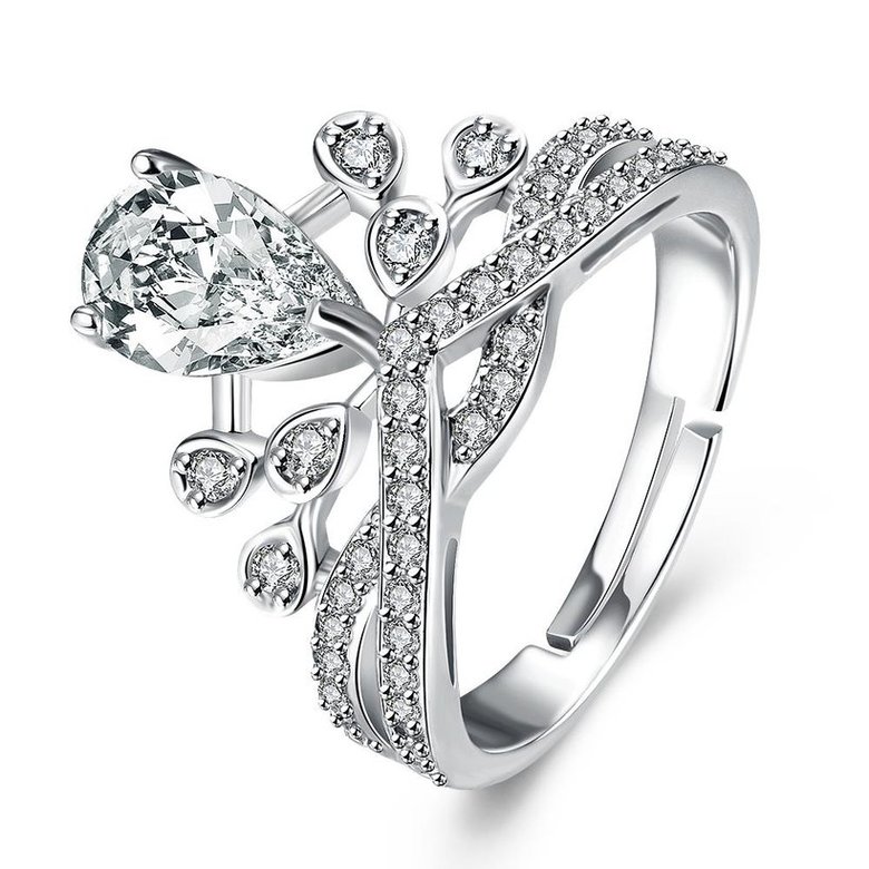 Wholesale Romantic Platinum Ladies Crown rings big Zircon Fashion Wedding Ring Elegant Engagement jewelry TGCZR343