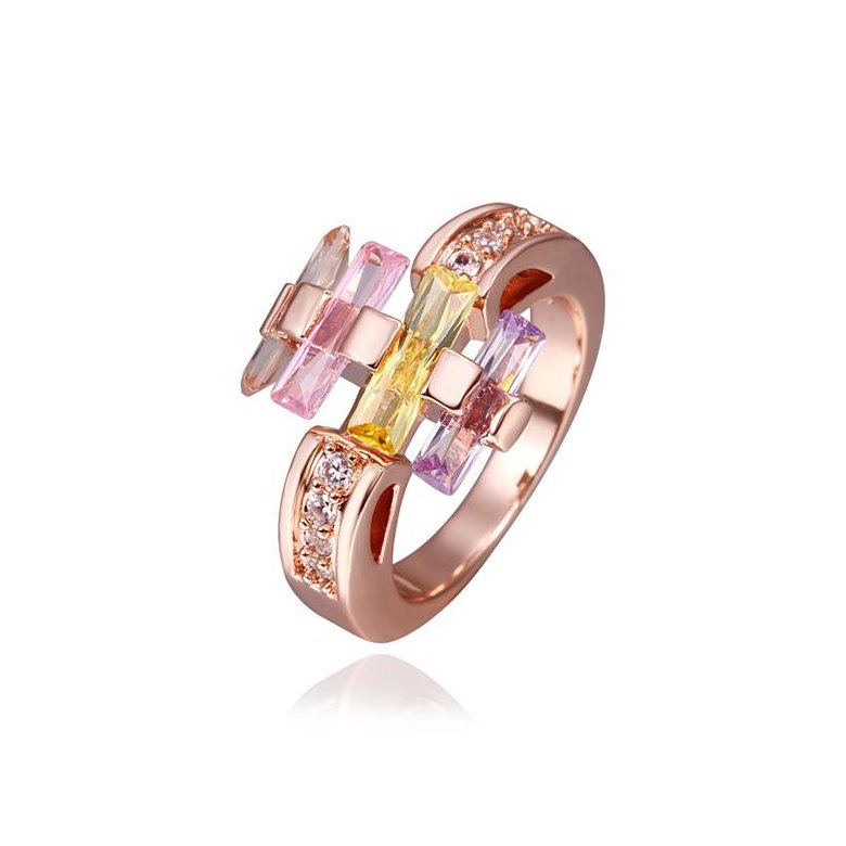 Wholesale Luxury multicolor Romantic Rose Gold CZ Ring  for Women Lovers Gift  Wedding Party jewelry  TGGPR136