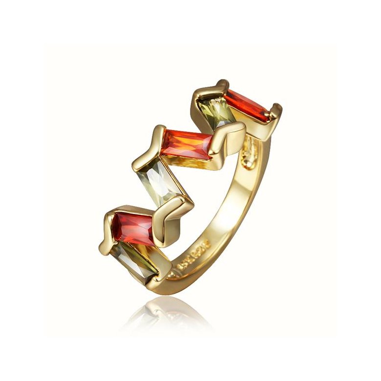 Wholesale New Trendy creative jewelry  Romantic 24K Gold Plant red CZ Ring TGGPR152