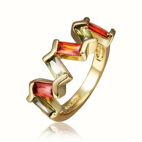 Wholesale New Trendy creative jewelry  Romantic 24K Gold Plant red CZ Ring TGGPR152