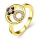 Wholesale Trendy 24K Gold Plant White Rhinestone Ring For Women  Party Wedding Jewelry Drop Shipping TGGPR051