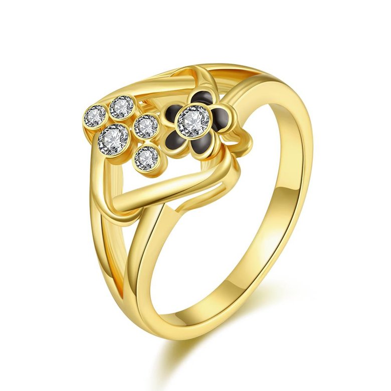 Wholesale Hot Trendy Wedding jewelry Romantic 24K Gold Geometric White Rhinestone Ring TGGPR072